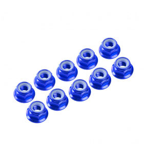 3MM. ALU. NYLON NUT W/FLANGED BLUE (10pcs)