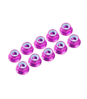 3MM. ALU. NYLON NUT W/FLANGED PINK (10pcs)