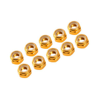 3 mm. ALU. NYLON NUT GOLD (10pcs)