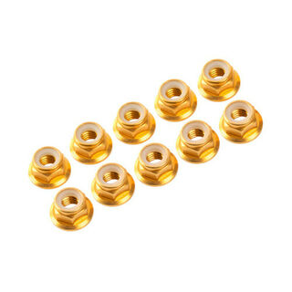 3MM. ALU. NYLON NUT W/FLANGED GOLD (10pcs)