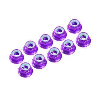3mm. ALU. NYLON NUT W/FLANGED PURPLE (10pcs)