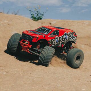 1/10 GORGON 4X2 MEGA 550 Brushed Monster Truck RTR with Battery & Charger, Red by Arrma