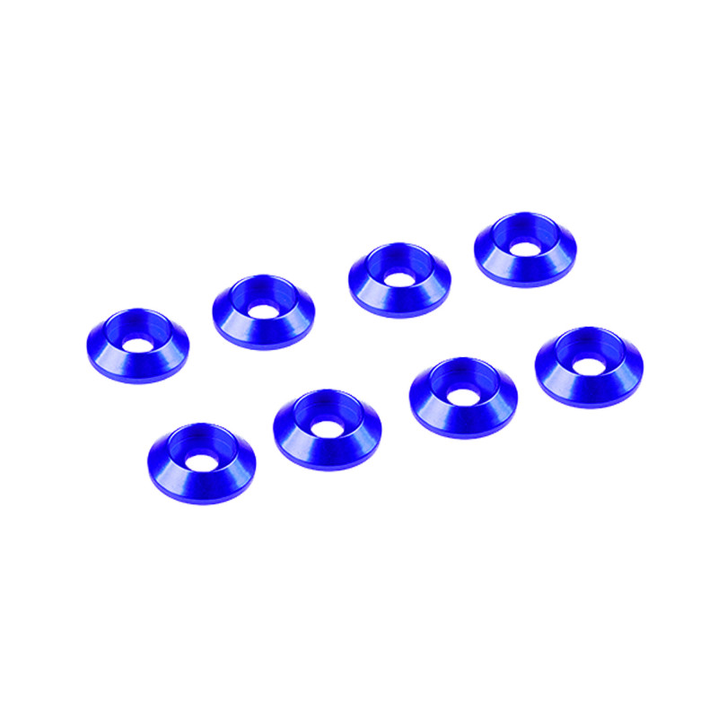 ULTIMATE 3MM ALUMINIUM CAP HEAD WASHER BLUE (8 PCS)