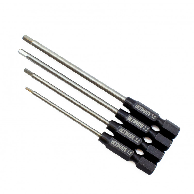 ULTIMATE POWER TOOL HEX TIPS SET 1.5/2.0/2.5/3.0MM X 80MM