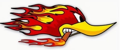 Flame smoking Duck Decal x 2